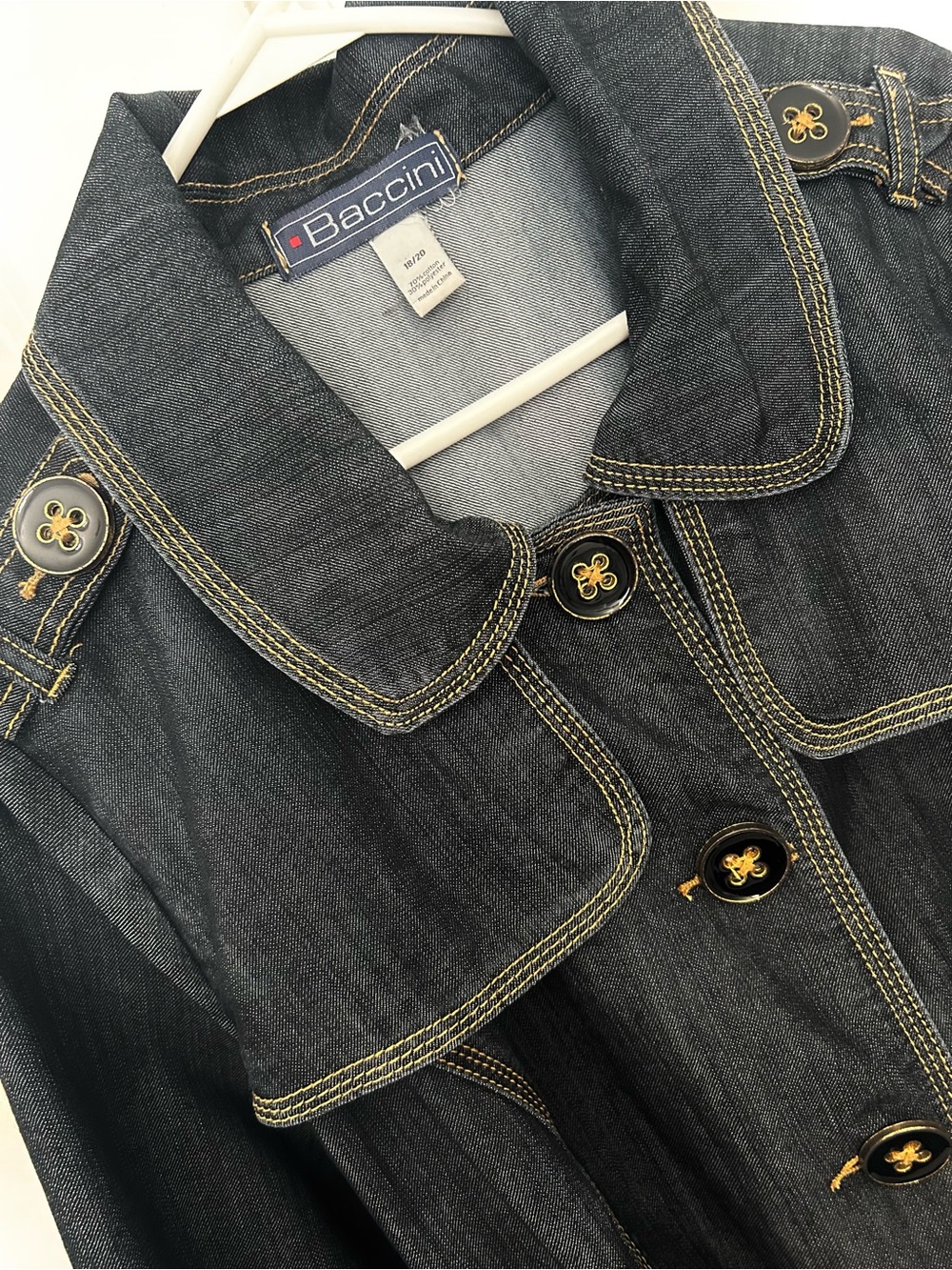 Baccini Dark Indigo Denim Jacket Dress with Gold-Tone Buttons Sz 18/20
